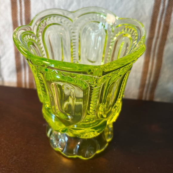 Moon and Star Vaseline Glass Compote! - Picture 1 of 9